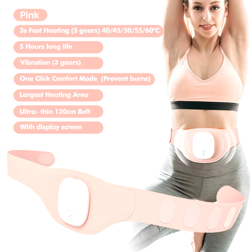 Portable Lady Menstrual Pain Relief Heating Pad Abdominal Massager 5 Level Heating Warm Palace Belt Period Cramps Hot Compress