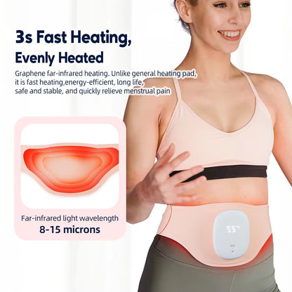 Portable Lady Menstrual Pain Relief Heating Pad Abdominal Massager 5 Level Heating Warm Palace Belt Period Cramps Hot Compress