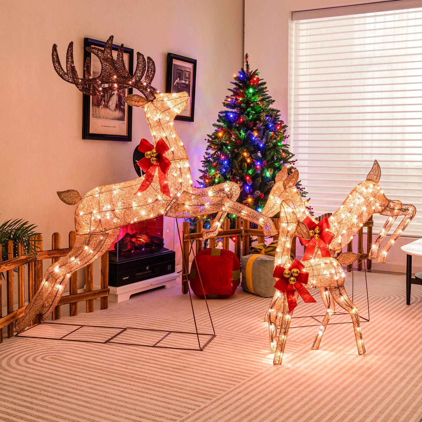 3 Piece Lighted Christmas Reindeer with 255 Warm White Lights