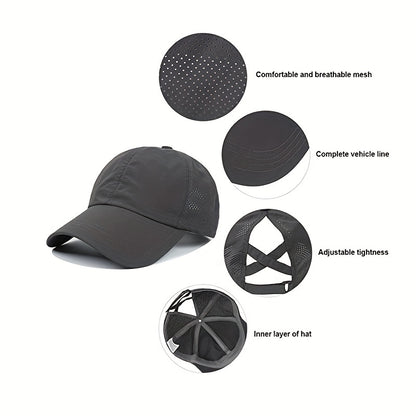 1x Summer Quick Dry Ponytail Baseball Cap Sun Protection Hat Women Sports Cap Camping Cap Hiking Cap Christmas Gift