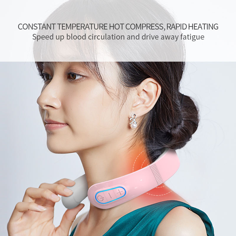 Portable U-type EMS Microcurrent Pulse Neck Massager Heat 10 Modes Traditional Chinese Massage Relieve Cervical Neck Massager