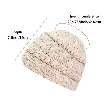 1/2pcs Women's Ponytail Hat Winter Warm Fleece Hat Soft Elastic Braided Messy High Bun Hat - Ponytail Women's