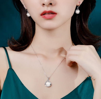 925 Sterling Silver Crystal Pearl Pendant Necklace Women Girls Jewellery Gift UK