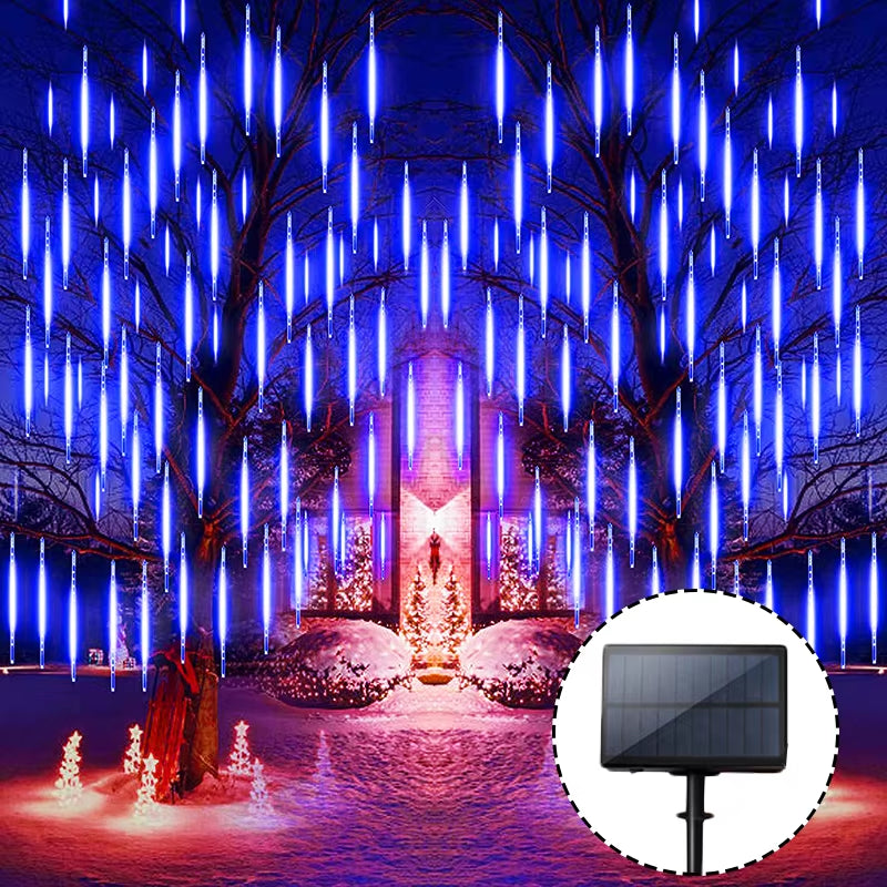 Solar LED Meteor Shower Lights Outdoor Waterproof Garden Fairy String Lights for Christmas Patio Street Shop Decoration