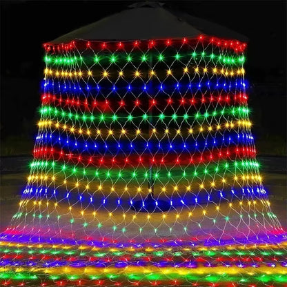 Christmas Net Mesh String Light Outdoor LED Garden Holiday Party Wedding Fairy Light Garland Tree Bushes Fence Wall Decor