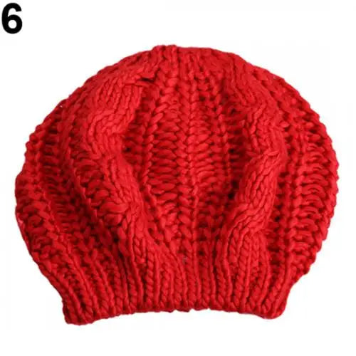 2022 Women's Beret Braided Baggy Wool Knitted Warm Winter Beanie Hat Ski Cap Korean Girl Twisted Hemp Flower Beret кепка женская