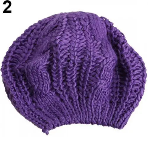 2022 Women's Beret Braided Baggy Wool Knitted Warm Winter Beanie Hat Ski Cap Korean Girl Twisted Hemp Flower Beret кепка женская