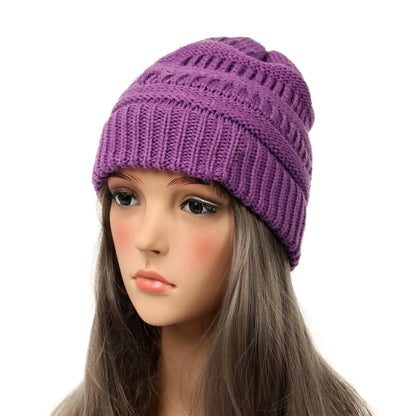 25 Color Knitted Beanies Hat Cap Skully Trendy Warm Chunky Soft Stretch Cable Knit Winter Hat For Women Fashion Gift