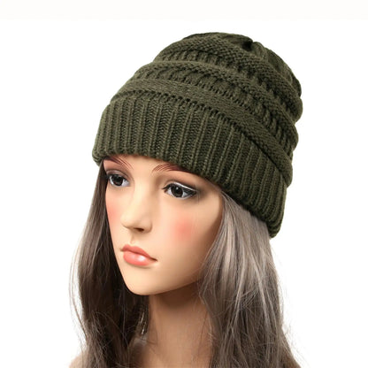 25 Color Knitted Beanies Hat Cap Skully Trendy Warm Chunky Soft Stretch Cable Knit Winter Hat For Women Fashion Gift