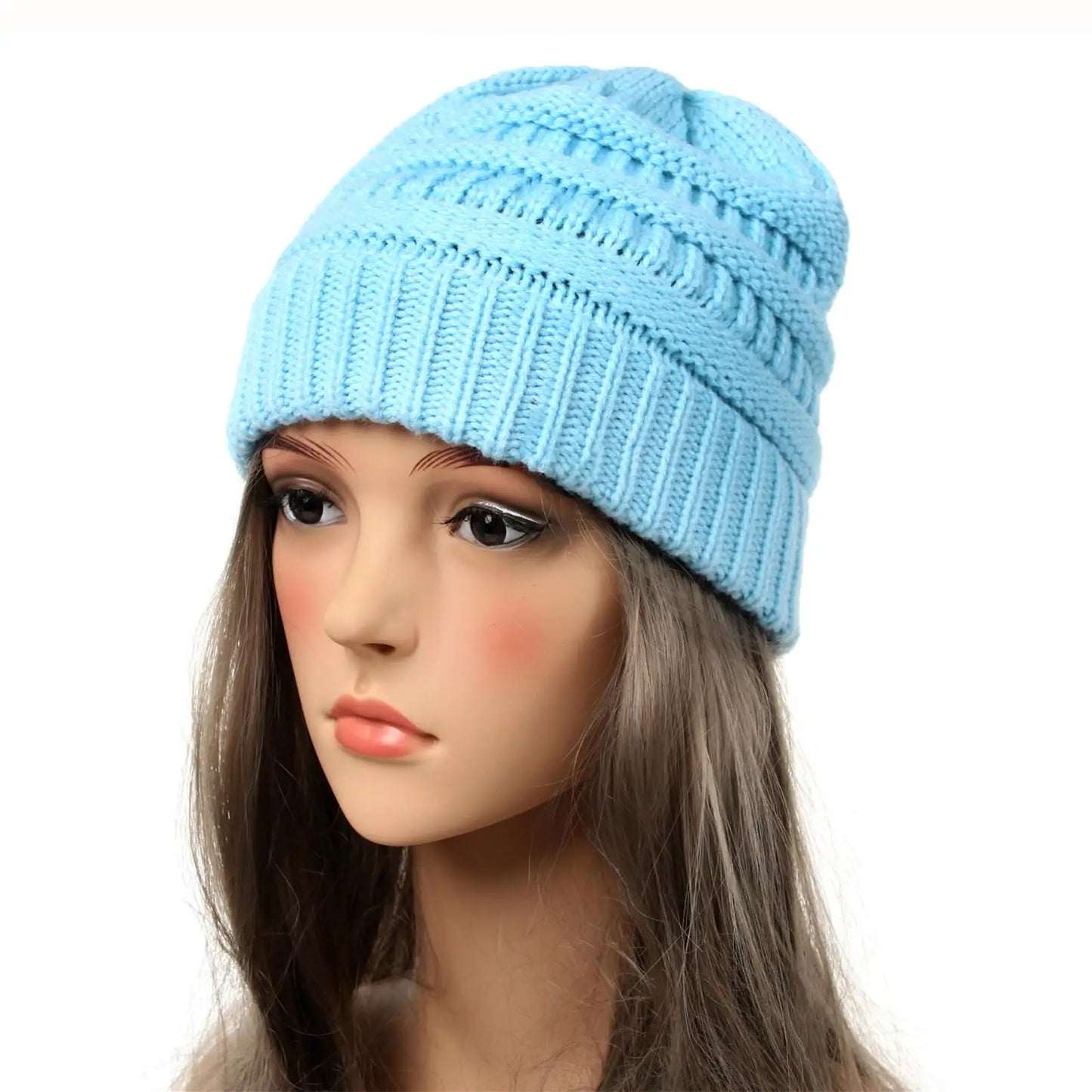 25 Color Knitted Beanies Hat Cap Skully Trendy Warm Chunky Soft Stretch Cable Knit Winter Hat For Women Fashion Gift