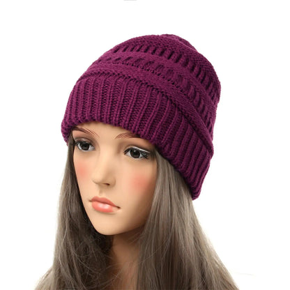 25 Color Knitted Beanies Hat Cap Skully Trendy Warm Chunky Soft Stretch Cable Knit Winter Hat For Women Fashion Gift