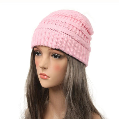 25 Color Knitted Beanies Hat Cap Skully Trendy Warm Chunky Soft Stretch Cable Knit Winter Hat For Women Fashion Gift