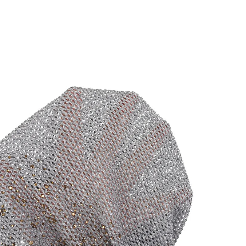 Breathable Mesh Diamonds Turban Hat Elastic Women Summer Lace Head Cover Cap Muslim Headscarf Bonnet Lady Hair Loss Hat