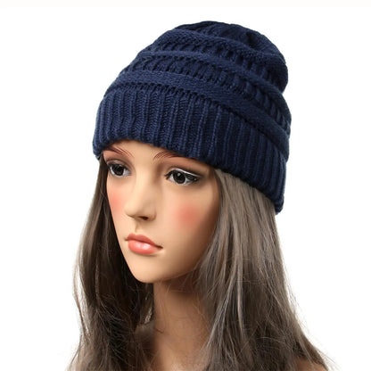 25 Color Knitted Beanies Hat Cap Skully Trendy Warm Chunky Soft Stretch Cable Knit Winter Hat For Women Fashion Gift