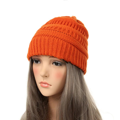 25 Color Knitted Beanies Hat Cap Skully Trendy Warm Chunky Soft Stretch Cable Knit Winter Hat For Women Fashion Gift