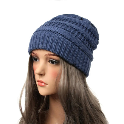 25 Color Knitted Beanies Hat Cap Skully Trendy Warm Chunky Soft Stretch Cable Knit Winter Hat For Women Fashion Gift