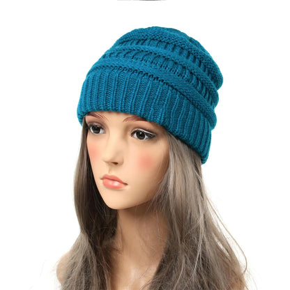 25 Color Knitted Beanies Hat Cap Skully Trendy Warm Chunky Soft Stretch Cable Knit Winter Hat For Women Fashion Gift