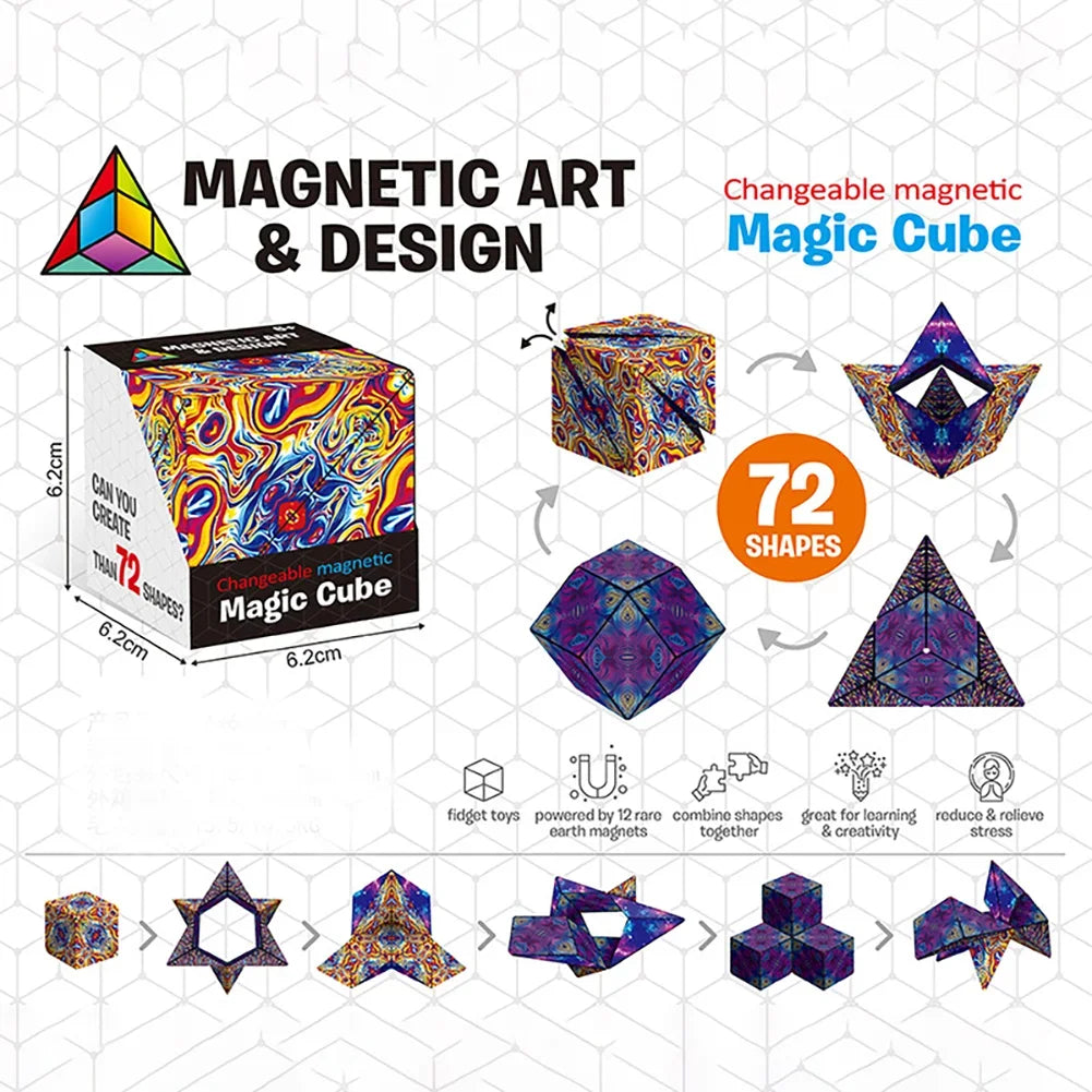 Magic Infinite Cosmic Cube Shasibo Cubes Magnetic Changeable Cubes Magnetic Cubes Magnet Fidget AntiStres Flip Cubic Puzzle Toys