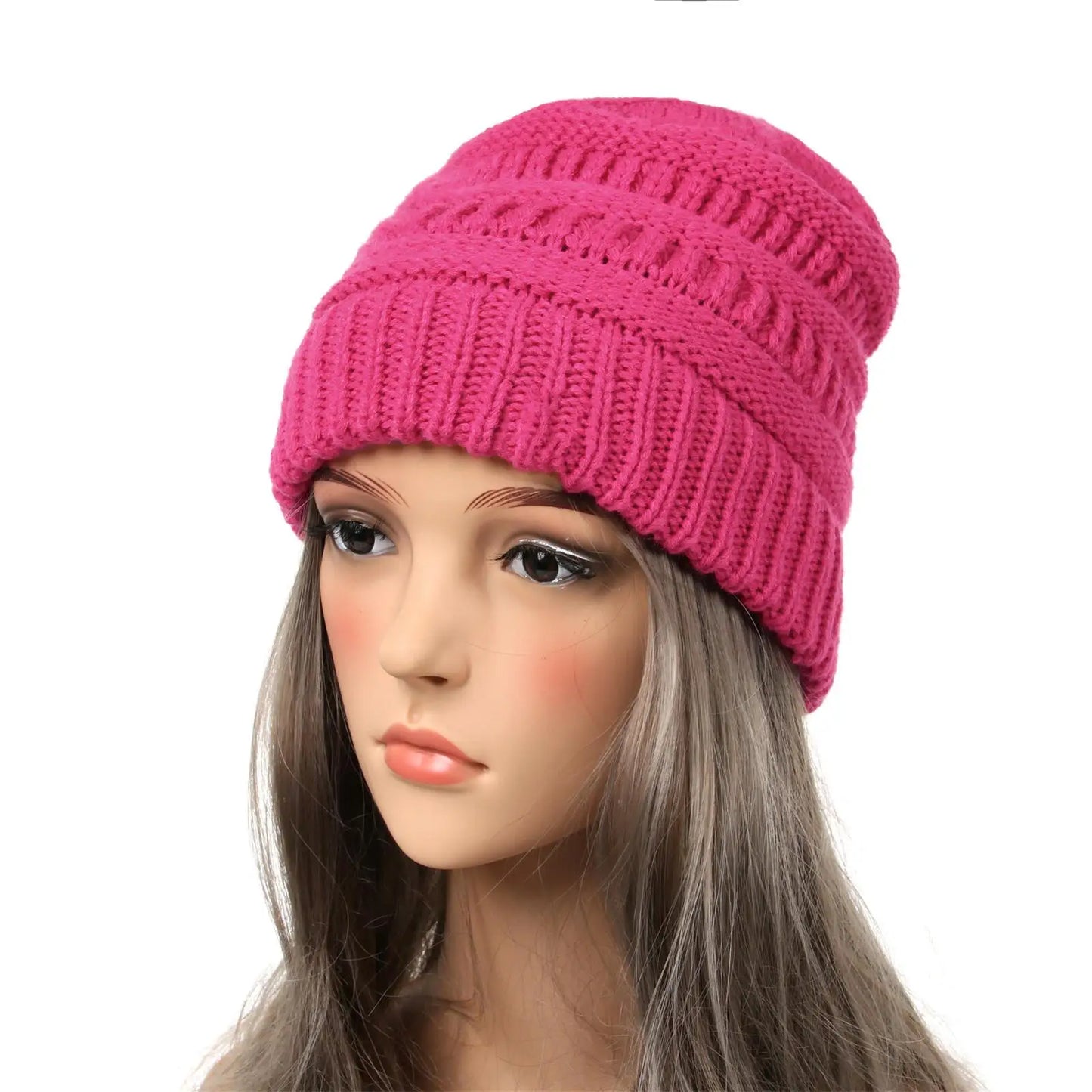 25 Color Knitted Beanies Hat Cap Skully Trendy Warm Chunky Soft Stretch Cable Knit Winter Hat For Women Fashion Gift