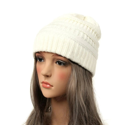 25 Color Knitted Beanies Hat Cap Skully Trendy Warm Chunky Soft Stretch Cable Knit Winter Hat For Women Fashion Gift