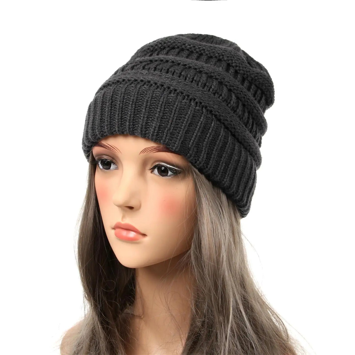 25 Color Knitted Beanies Hat Cap Skully Trendy Warm Chunky Soft Stretch Cable Knit Winter Hat For Women Fashion Gift