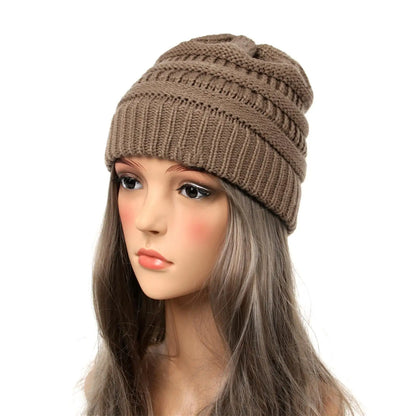 25 Color Knitted Beanies Hat Cap Skully Trendy Warm Chunky Soft Stretch Cable Knit Winter Hat For Women Fashion Gift