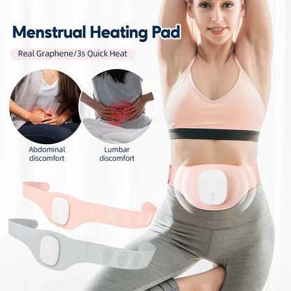 Portable Lady Menstrual Pain Relief Heating Pad Abdominal Massager 5 Level Heating Warm Palace Belt Period Cramps Hot Compress