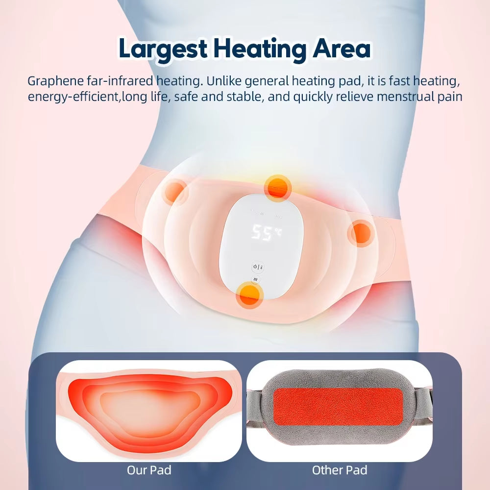 Portable Lady Menstrual Pain Relief Heating Pad Abdominal Massager 5 Level Heating Warm Palace Belt Period Cramps Hot Compress